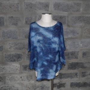 YARN ART knit batwing poncho blue clouds